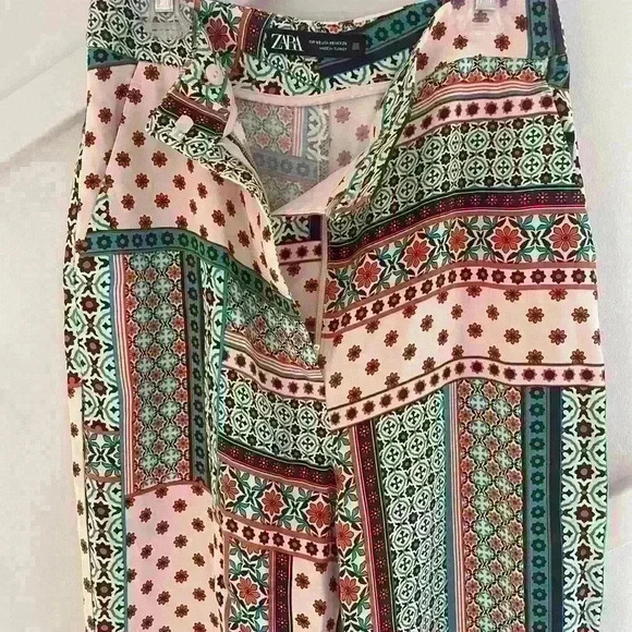 ZARA PRINTED PALAZZO TROUSERS size XS  NWOT - Picture 8 of 10